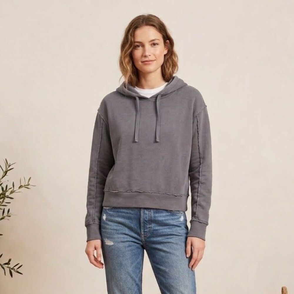 Vince | Gray Distressed Edge Pullover Hoodie Gorpcore Minimalist Relaxed Cozy S